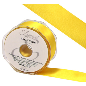 Eleganza Wired Edge Premium Double Faced Satin 38mm X 20m Yellow No.11