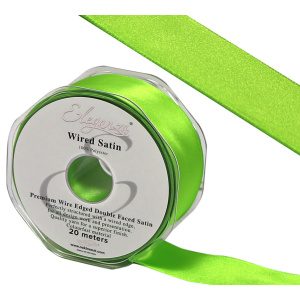 Eleganza Wired Edge Premium Double Faced Satin 38mm X 20m Lime Green No. 14