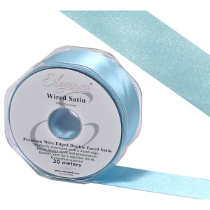 Eleganza Wired Edge Premium Double Faced Satin 38mm X 20m Lt. Blue No.25