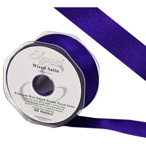 Eleganza Wired Edge Premium Double Faced Satin 38mm X 20m Purple No.36