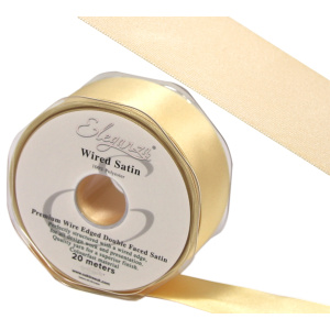 Eleganza Wired Edge Premium Double Faced Satin 50mm X 20m Buttermilk No.08