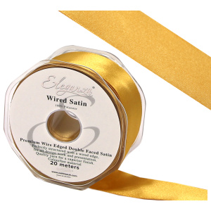 Eleganza Wired Edge Premium Double Faced Satin 50mm X 20m Gold No.35