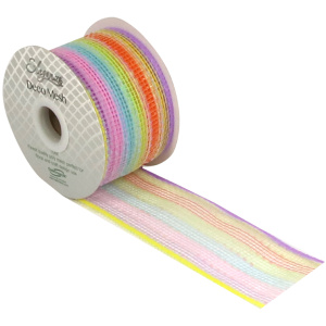 Eleganza Deco Mesh Pastel Rainbow 63mm X 10m Pattern No.270