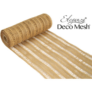 Eleganza Deco Mesh Burlap Stripe Natural (25cm X 4.57m)