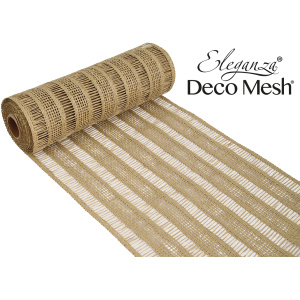 Eleganza Deco Mesh Burlap Stripe Light Natural (25cm X 4.57m)