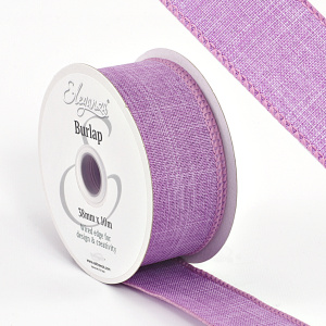 Eleganza Wired Edge Burlap 38mm X 10m Lavender No.45