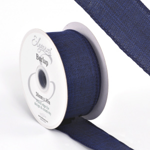 Eleganza Wired Edge Burlap 38mm X 10m Navy Blue No.19