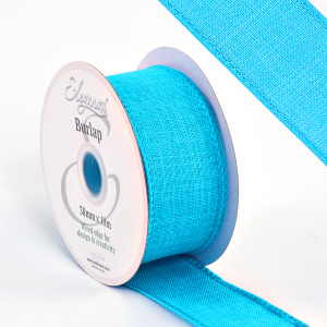 Eleganza Wired Edge Burlap 38mm X 10m Turquoise No.55