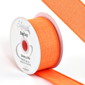 Eleganza Wired Edge Burlap 38mm X 10m Orange No.04