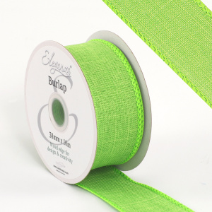 Eleganza Wired Edge Burlap 38mm X 10m Citrus Green No.14