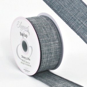 Eleganza Wired Edge Burlap 38mm X 10m Grey No.81