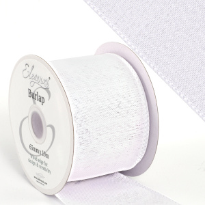 Eleganza Wired Edge Burlap 63mm X 10m White No.01
