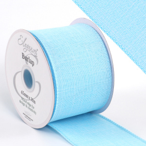 Eleganza Wired Edge Burlap 63mm X 10m Lt. Blue No.25