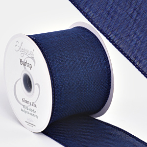 Eleganza Wired Edge Burlap 63mm X 10m Navy Blue No.19