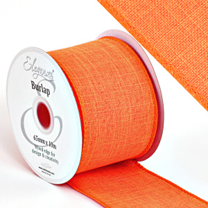 Eleganza Wired Edge Burlap 63mm X 10m Orange No.04
