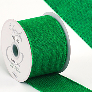 Eleganza Wired Edge Burlap 63mm X 10m Green No.50
