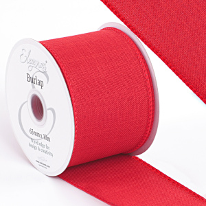 Eleganza Wired Edge Burlap 63mm X 10m Red No.16
