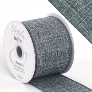 Eleganza Wired Edge Burlap 63mm X 10m Grey No.81