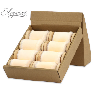 Eleganza Frayed Edge Boho Chiffon 50mm X 5m Cream No.62