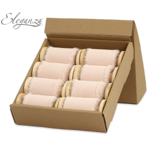 Eleganza Frayed Edge Boho Chiffon 50mm X 5m Nude No.116