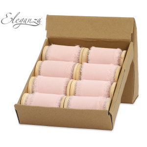 Eleganza Frayed Edge Boho Chiffon 50mm X 5m Blush No.80