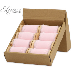 Eleganza Frayed Edge Boho Chiffon 50mm X 5m Lt.pink No.21