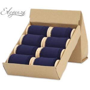 Eleganza Frayed Edge Boho Chiffon 50mm X 5m Navy Blue No.19