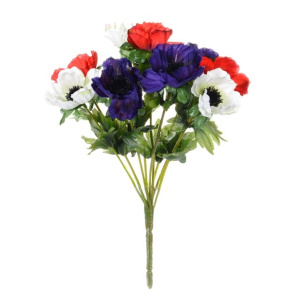 Anemone Bush X9 Purple/wht/red