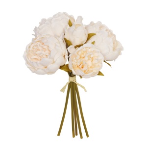28cm Light Peach Peony X 5 Posy