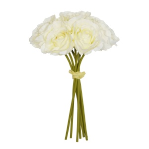 26cm Cream Open Rose X 7 Hand Tied