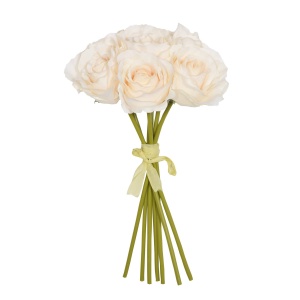 26cm Peach Open Rose X 7 Hand Tied