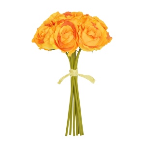 26cm Orange Open Rose X 7 Hand Tied