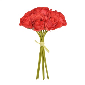 26cm Red Open Rose X 7 Hand Tied