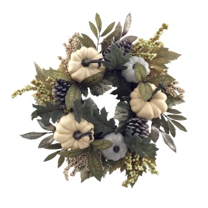 50cm Green/cream Pumpkin Foliage Wreath
