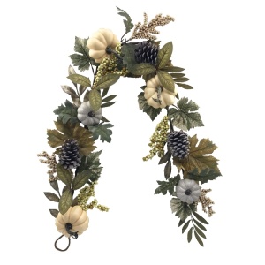 150cm Green/cream Pumpkin Foliage Garland