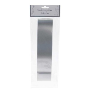 Wedding Car Ribbon Single Silver