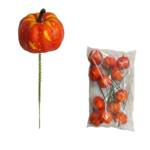 18cm Orange Pumpkin Pick (12 In Bag)