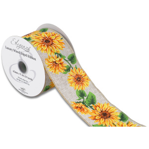 Eleganza Wired Edge Sunflower Natural 63mm X 9.1m