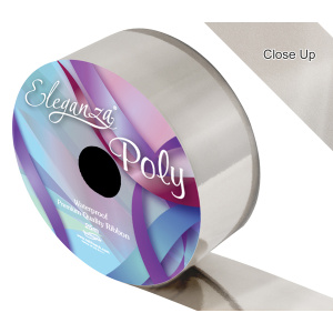 Eleganza Poly Ribbon 50mm X 25m Metallic Silver