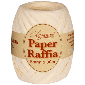 Eleganza Paper Raffia 8mm X 30m No.61 Ivory