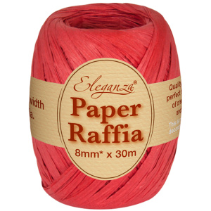 Eleganza Paper Raffia 8mm X 30m No.16 Red