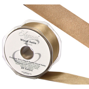 Eleganza Wired Edge Premium Double Faced Satin 25mm X 20m Mocha No.09