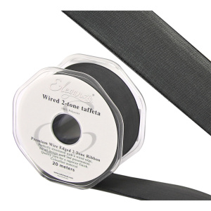 Eleganza Wired Edge Premium Taffeta Pewter 25mm X 20m No.68