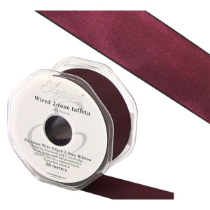 Eleganza Wired Edge Premium Taffeta Wine 25mm X 20m No.47