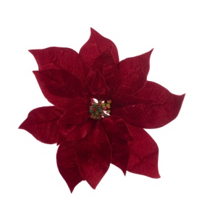 Velvet Poinsettia Clip 27cm