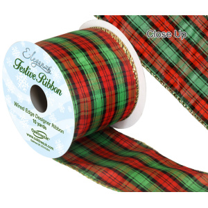 Eleganza Tartan Wired Edge Pattern No. 270 10yds X 63mm