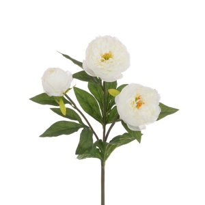 Peony Spray X3 Flowers 76cm, White