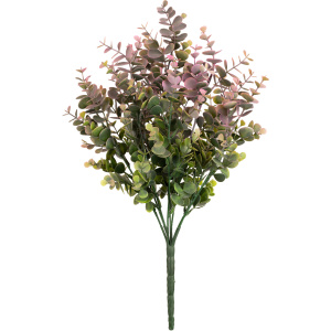 Eleganza Plastic Eucalyptus Bush Large X 9 Green/pink