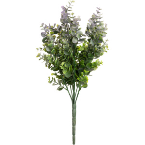 Eleganza Plastic Eucalyptus Bush Large X 9 Green/lavender